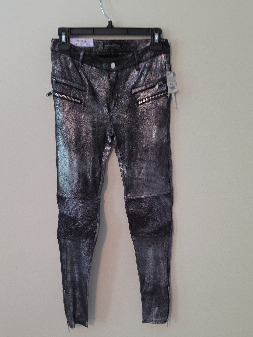 Zara The Biker  Black  Moto  Leggings  Brand New